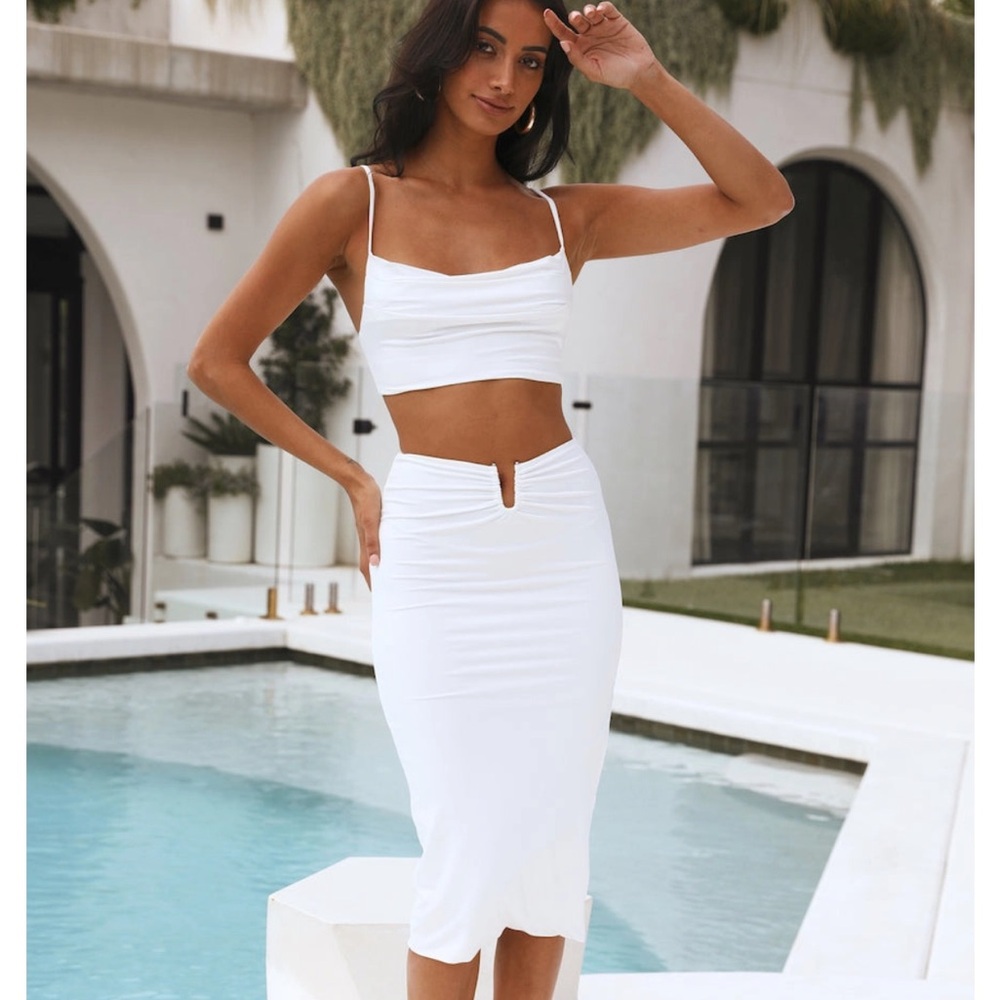 Hello Molly White Midi Skirt